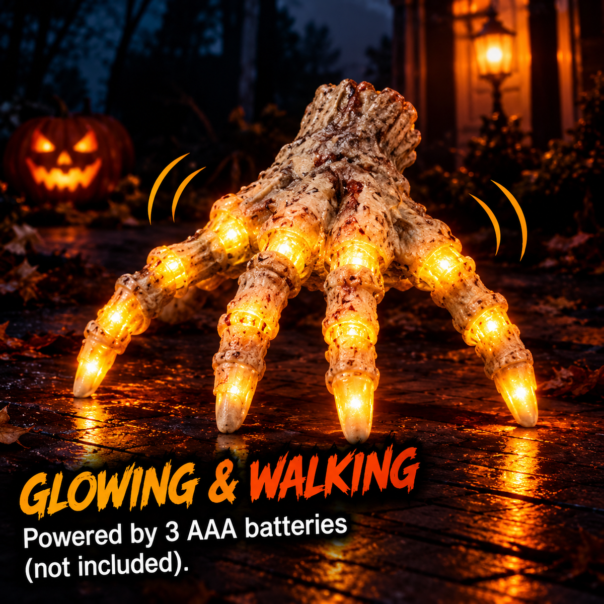 Crawling Zombie Hand - Light-Up Halloween Decoration