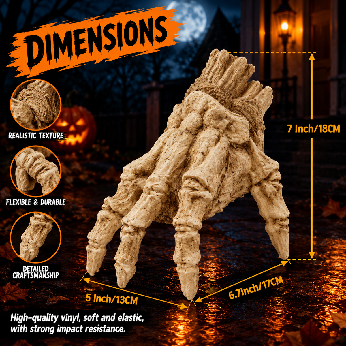 Crawling Zombie Hand - Light-Up Halloween Decoration